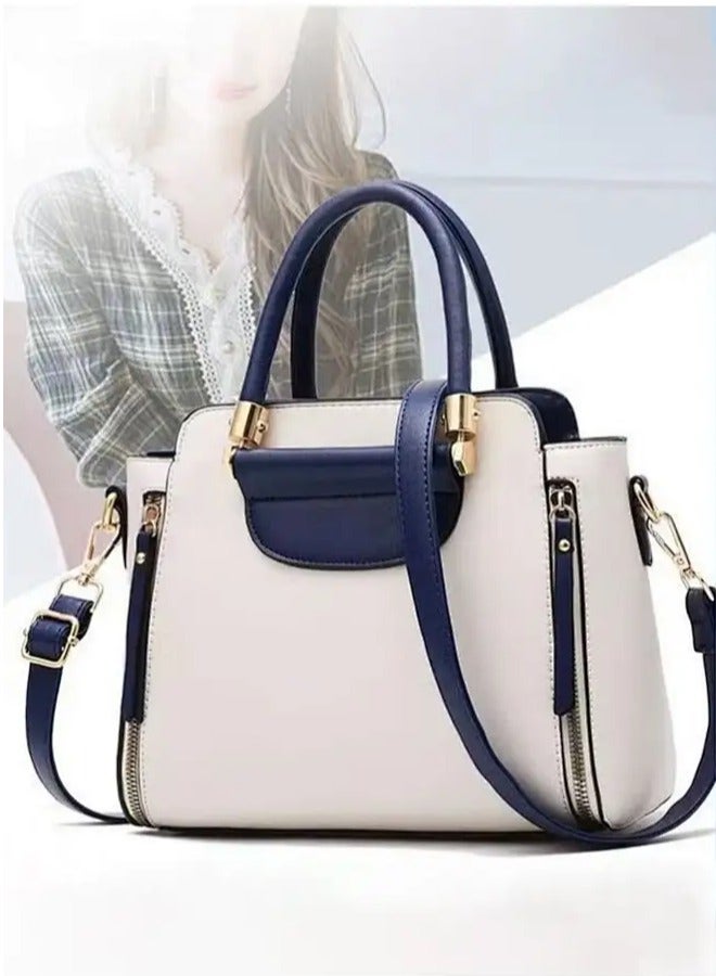 Women's Fashion Patchwork Contrasting Pu Leather Crossbody Bag Adjustable And Detachable Exquisite Handbag Zippered Multi Layered Design Shoulder Bag - Image 1