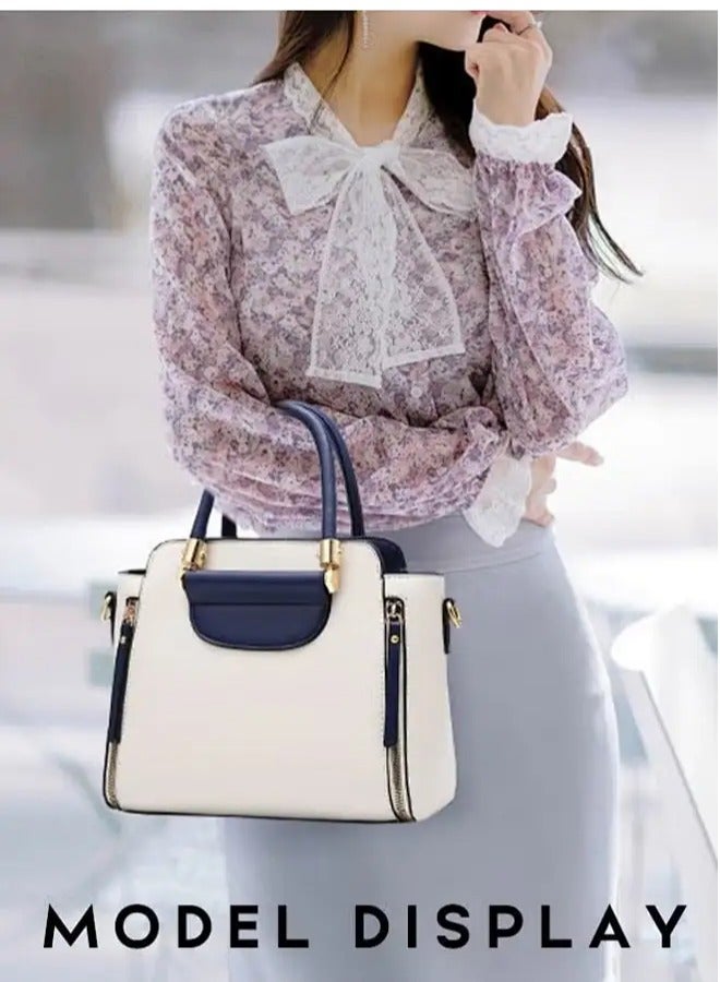 Women's Fashion Patchwork Contrasting Pu Leather Crossbody Bag Adjustable And Detachable Exquisite Handbag Zippered Multi Layered Design Shoulder Bag - Image 2