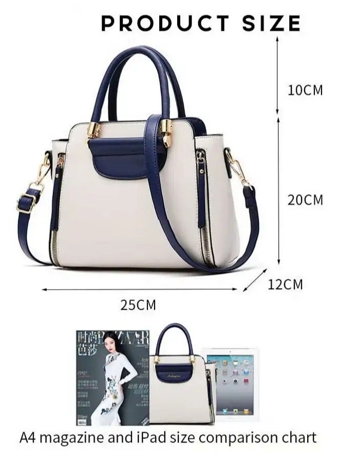 Women's Fashion Patchwork Contrasting Pu Leather Crossbody Bag Adjustable And Detachable Exquisite Handbag Zippered Multi Layered Design Shoulder Bag - Image 3