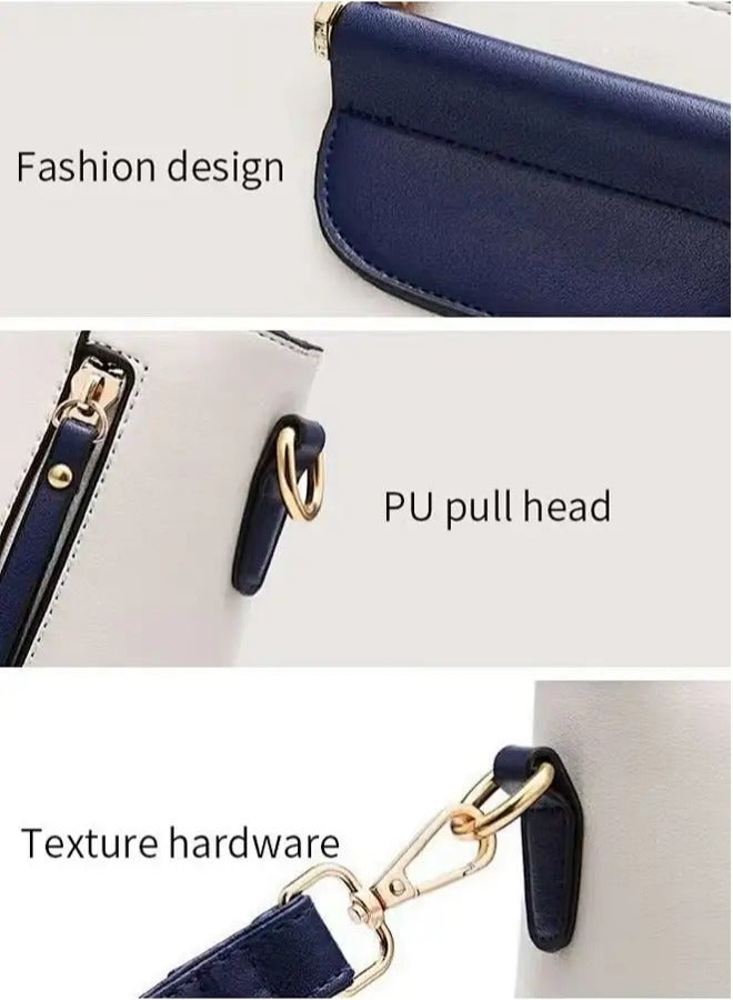 Women's Fashion Patchwork Contrasting Pu Leather Crossbody Bag Adjustable And Detachable Exquisite Handbag Zippered Multi Layered Design Shoulder Bag - Image 5