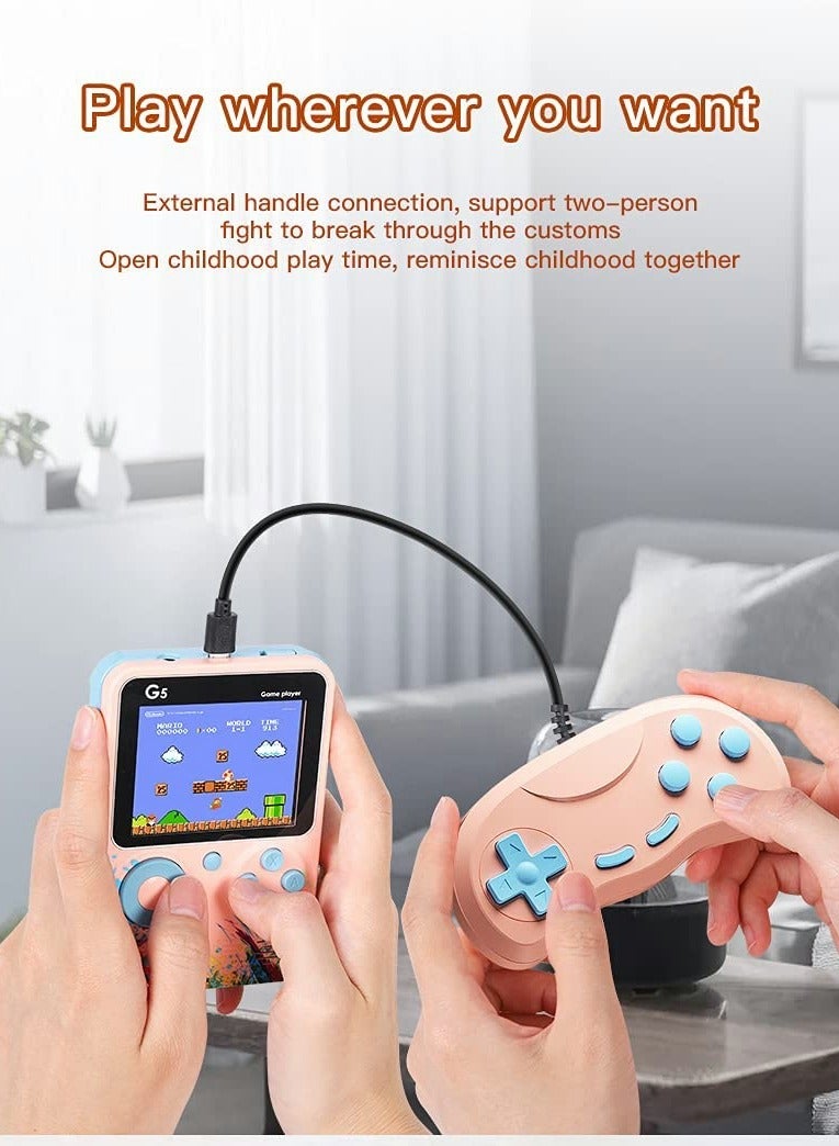 KASTWAVE G5 Retro 3 inch Handheld Game Console Built-in 500 Classical FC Games Support for Connecting TV & Two Players (Blue) - Image 3