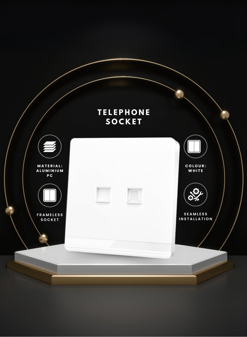 Vmax V5-Series Computer Wall Data Socket - 3x3" White/Ivory Finish Dual Ports - Image 1