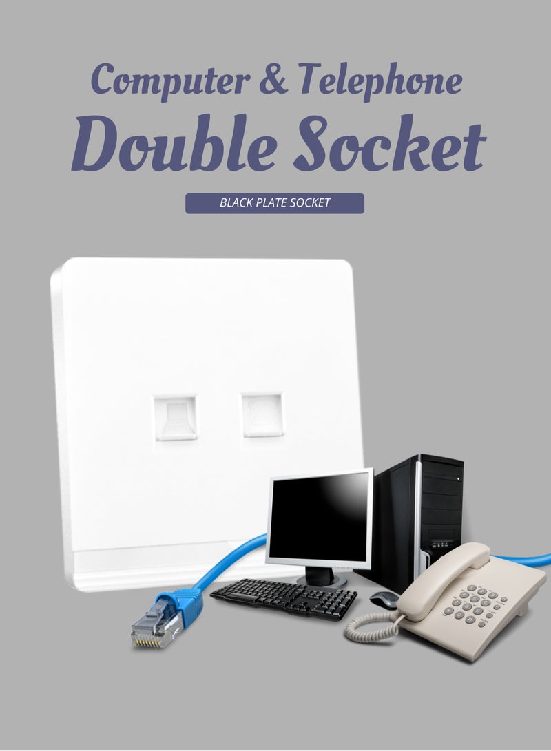 Vmax V5-Series Computer Wall Data Socket - 3x3" White/Ivory Finish Dual Ports - Image 5