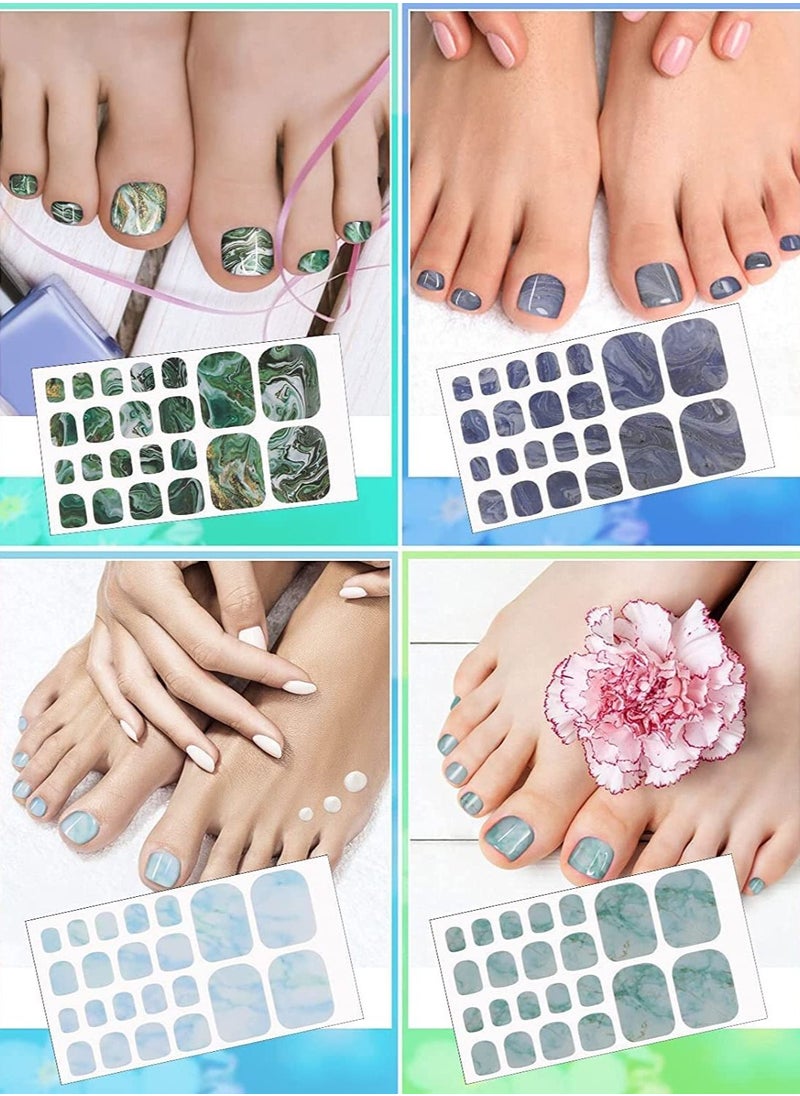 SYOSI Toenail Wrap Art Polish Stickers, 12 Sheets Marble Toe Nail Polish Stickers Self-Adhesive Full Nail Wraps Designs with 1 Piece Nail File for Women Girls Nail Art Decoration  - Image 4