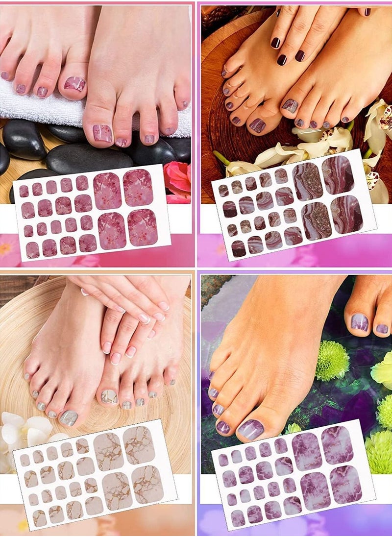 SYOSI Toenail Wrap Art Polish Stickers, 12 Sheets Marble Toe Nail Polish Stickers Self-Adhesive Full Nail Wraps Designs with 1 Piece Nail File for Women Girls Nail Art Decoration  - Image 3
