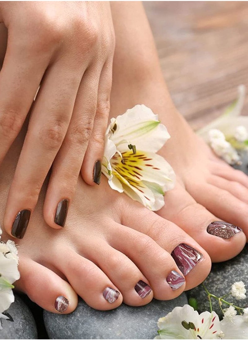 SYOSI Toenail Wrap Art Polish Stickers, 12 Sheets Marble Toe Nail Polish Stickers Self-Adhesive Full Nail Wraps Designs with 1 Piece Nail File for Women Girls Nail Art Decoration  - Image 5