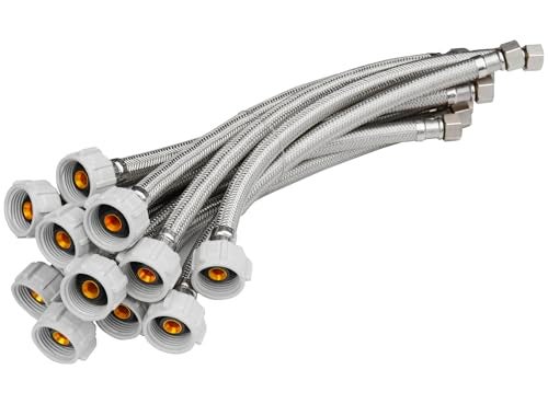 WHK 12 PACKS Toilet Hose Supply Line 12 Inch Braided 78 Ballcock x 38 Compression Flexible Toilet Water Hose Connector Stainless Steel Water Supply Line for Toilet Hose Replacement - Image 1