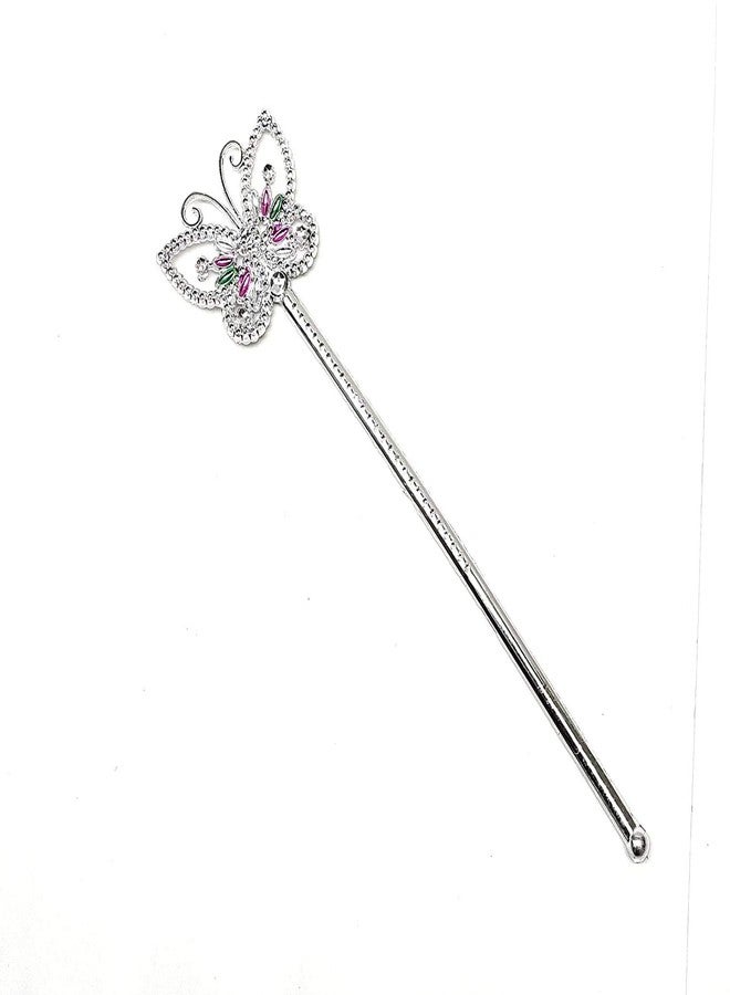 Triplet Jagmoolya Products Girls/Kids Costume Props Butterfly Magic Wand Princess Angel Fairy Wands Sticks Christmas,Birthday Party,Wedding,Halloween,Cosplay 12.5 Inches (Silver) (Pack Of 2) - Plastic - Image 1