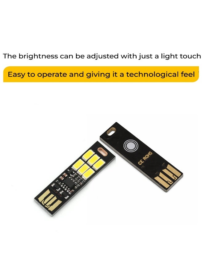 مصباح LED صغير يعمل بمنفذ USB، قابل للتعتيم باللمس، مزود بـ 6 مصابيح LED، مصباح ليلي محمول للطوارئ، مناسب لبنك الطاقة، والكمبيوتر المحمول، وداخل السيارة، والتخييم، وانقطاع التيار الكهربائي - أبيض - Image 4