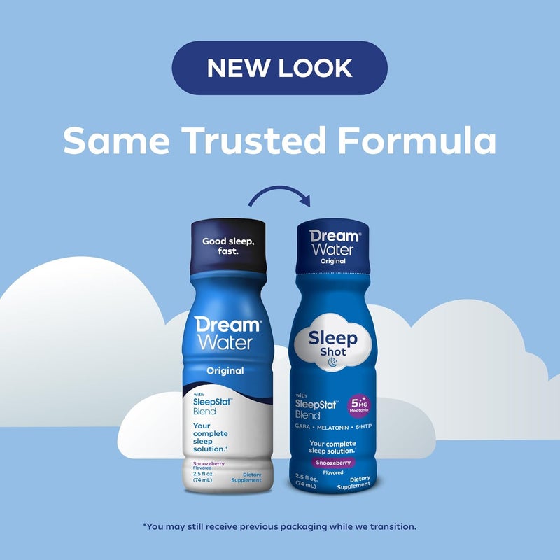 Dream Water Sleep Aid Supplement Drink Melatonin 5mg GABA 5HTP Zero Sugar Natural Flavors No Added Colors 25 oz Liquid Sleep Shots Snoozeberry 4Count - Image 2