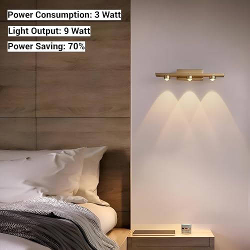 FILLISKA® LED Mirror/Picture/Vanity Light with Warmwhite Light and Luxurious Gold Finish (7 LED Matt Black-985B) - Image 3