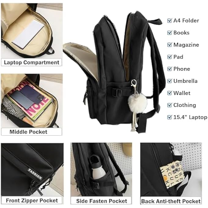 rayihni School Backpack Lightweight Travel Daypack School Bags for Girls Boys Large Capacity 14 Inch Laptop Casual Backpack Work Bag Rucksack Bookbag for College Men Women - Image 2