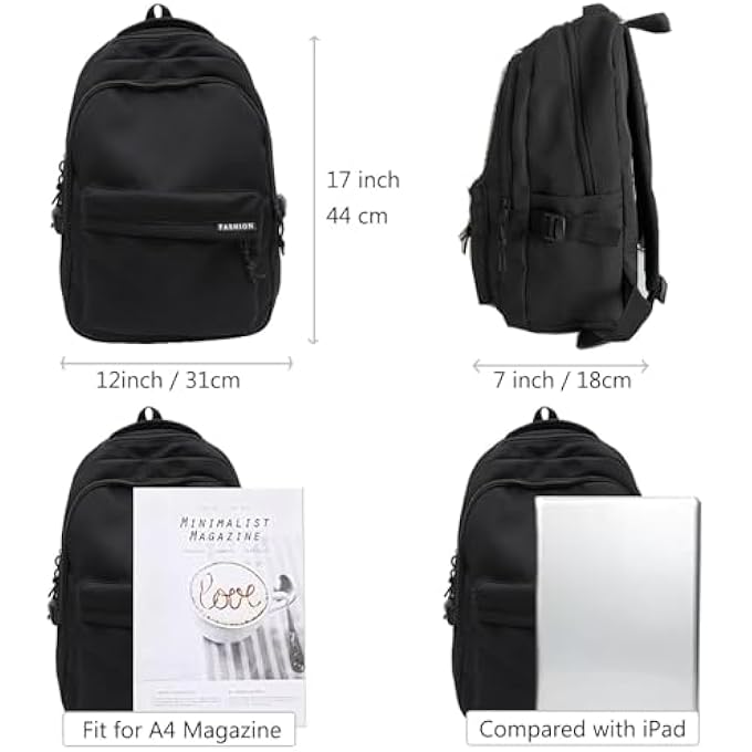 rayihni School Backpack Lightweight Travel Daypack School Bags for Girls Boys Large Capacity 14 Inch Laptop Casual Backpack Work Bag Rucksack Bookbag for College Men Women - Image 4