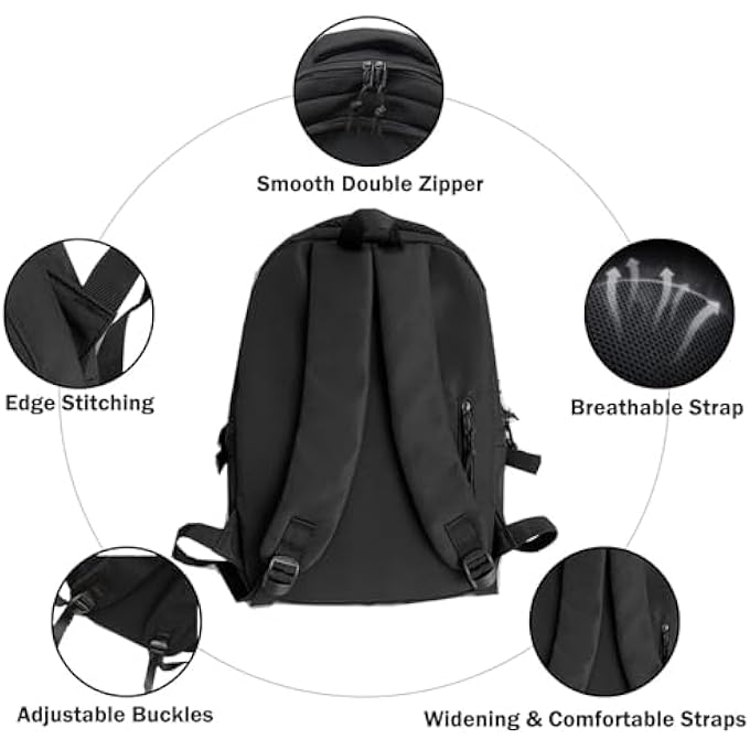 rayihni School Backpack Lightweight Travel Daypack School Bags for Girls Boys Large Capacity 14 Inch Laptop Casual Backpack Work Bag Rucksack Bookbag for College Men Women - Image 5
