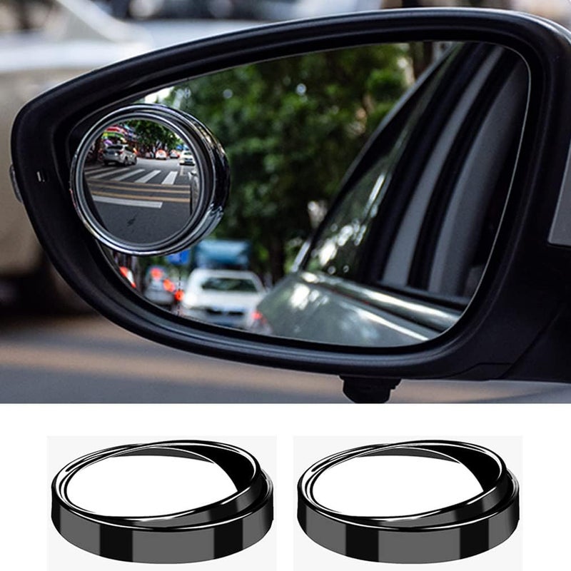 ESreake 2PCS small Blind Spot Mirror,2" Round HD Glass Convex Rear View Mirror,Strong Adhesive Mirror for Car, Van, SUV and Trucks (2"(50mm), Black frame) Upgraded general grade quality - Image 1