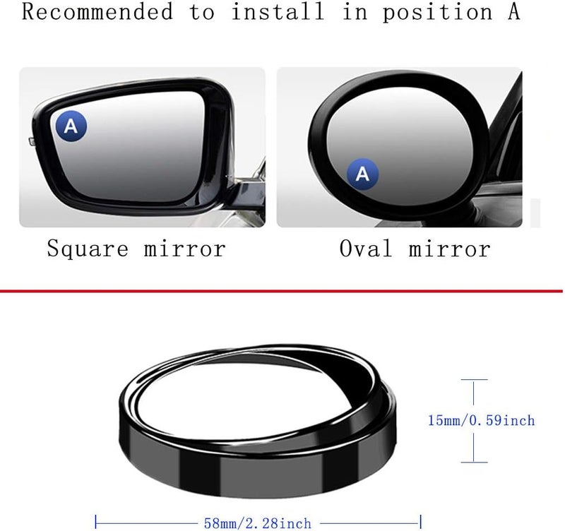 ESreake 2PCS small Blind Spot Mirror,2" Round HD Glass Convex Rear View Mirror,Strong Adhesive Mirror for Car, Van, SUV and Trucks (2"(50mm), Black frame) Upgraded general grade quality - Image 5