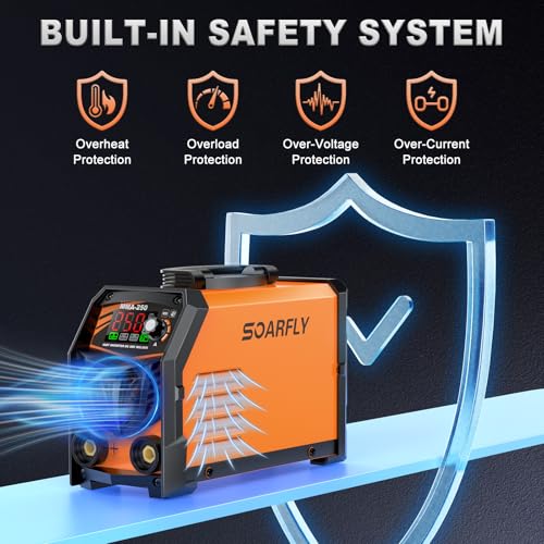 SOARFLY Stick Welder, 250Amp ARC Welding Machine with Large LED Display, Dual Voltage 110V/220V IGBT Inverter Portable Welder w/10 Rods, Ground Clamp, Electrode Clamp, Hot Start, Arc Force, Anti-Stick - Image 4