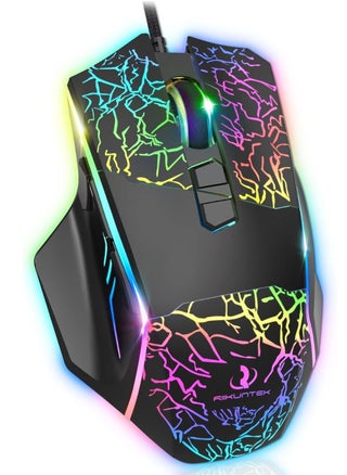 RIIKUNTEK RGB ماوس الألعاب - 8 أزرار قابلة للبرمجة (زر إطلاق النار) - 7200 نقطة في البوصة - إضاءة خلفية RGB - ماوس بصري مريح سلكي USB مع أزرار جانبية للكمبيوتر الشخصي والكمبيوتر المحمول - pzsku/Z748C0A9D95BECFE9D8EEZ/45/_/1735774798/5a58af9a-eeed-4584-ba58-9983e09fb3a7