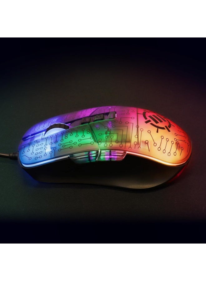 Voltaic-2  ماوس الألعاب  - 7 أزرار قابلة للبرمجة - مستشعر بصري (7000 نقطة في البوصة / 125 هرتز / 20 جرام / 60 بوصة في الثانية) - ا لألوان RGB، ماوس مريح بتصميم   - ماوس سلكي للكمبيوتر، يتضمن البرنامج | أسود - Image 2