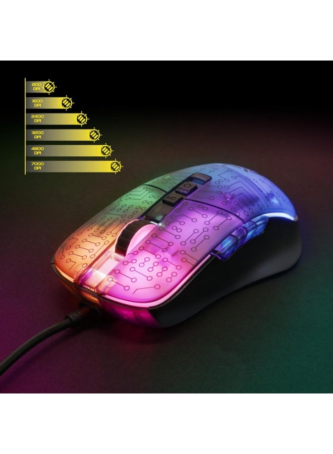 Voltaic-2  ماوس الألعاب  - 7 أزرار قابلة للبرمجة - مستشعر بصري (7000 نقطة في البوصة / 125 هرتز / 20 جرام / 60 بوصة في الثانية) - ا لألوان RGB، ماوس مريح بتصميم   - ماوس سلكي للكمبيوتر، يتضمن البرنامج | أسود - Image 5