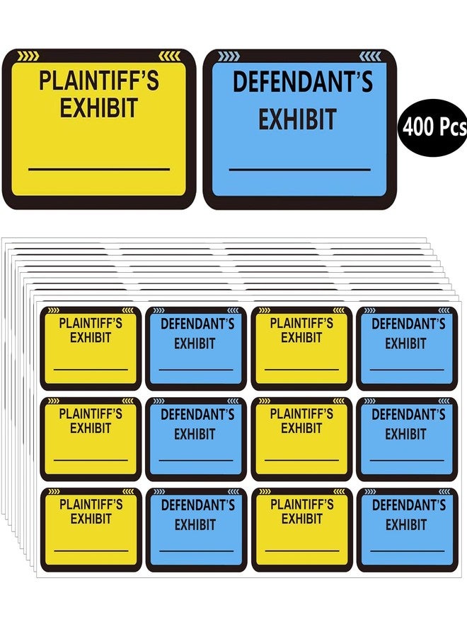 wootile Legal Yellow Plaintiff's Exhibit Blue Defendant's Exhibit Stickers 1.65 X 1 Inches - Color-Coded Exhibit Labels 400 Pcs Blank File Folder Labels Tabs Legal Documents Report Divider for Offices Courts - Image 1