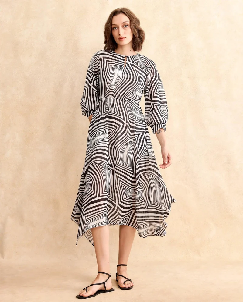 ريريزم Women's Cuffed Sleeve Maxi Dress