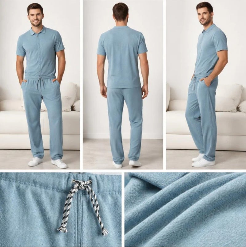 Aroma Aura Sea Blue Shirt and Trouser Set (Cotton Blend) - Image 2