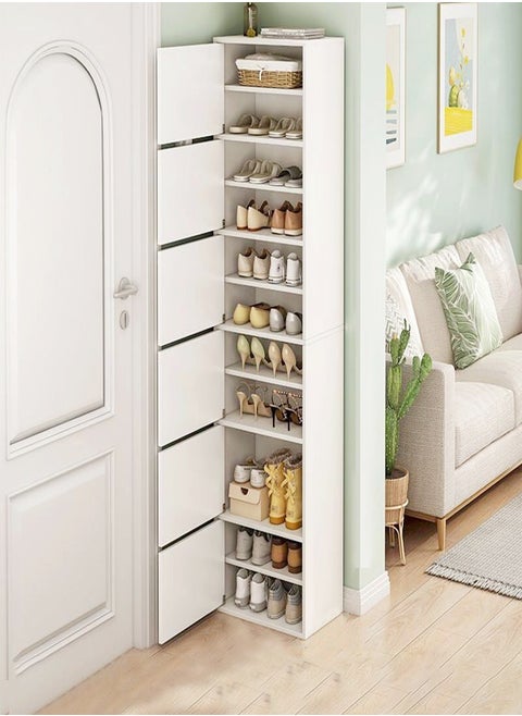 Multi-layer Standing Cupboard with Shelf Dust-proof Storage Shoe Rack Simple Shoe Cabinet With Narrow Doorway Entrance Large-capacity Shoe Organizer for Living Room Home Office 43x30x180 cm