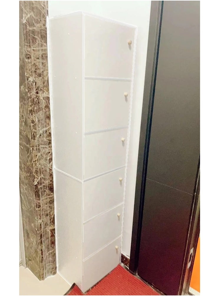 C&C Home - Multi-layer Standing Cupboard with Shelf Dust-proof Storage Shoe Rack Simple Shoe Cabinet With Narrow Doorway Entrance Large-capacity Shoe Organizer for Living Room Home Office 43x30x180 cm - Image 1