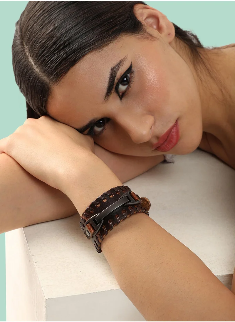 SOHI Trendy Casual Pu Leather Designer Bracelet