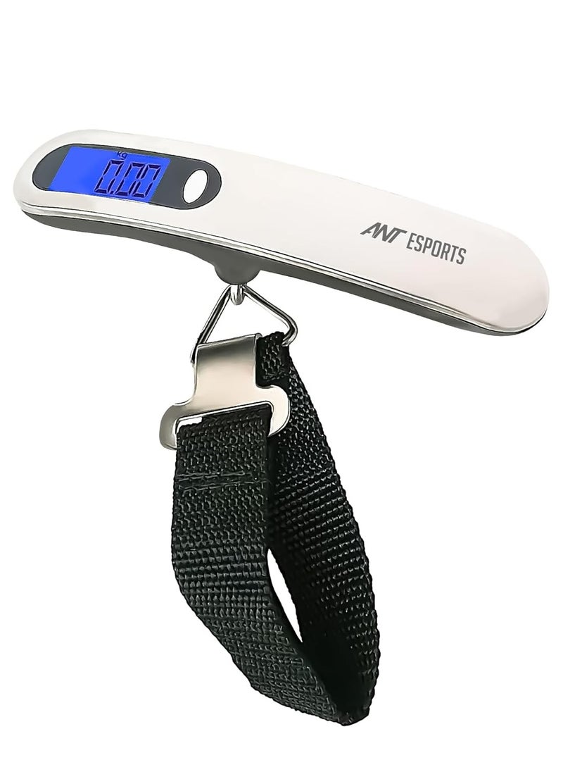 ANT Esports Portable Digital Weighing Scale | 50KG Maximum Capacity | Tare Function | Auto On/Off | Overload Indicator,Low Battery Warning | LED Backlit Display | Durable Strap and Stainless Steel Hook  - Image 1