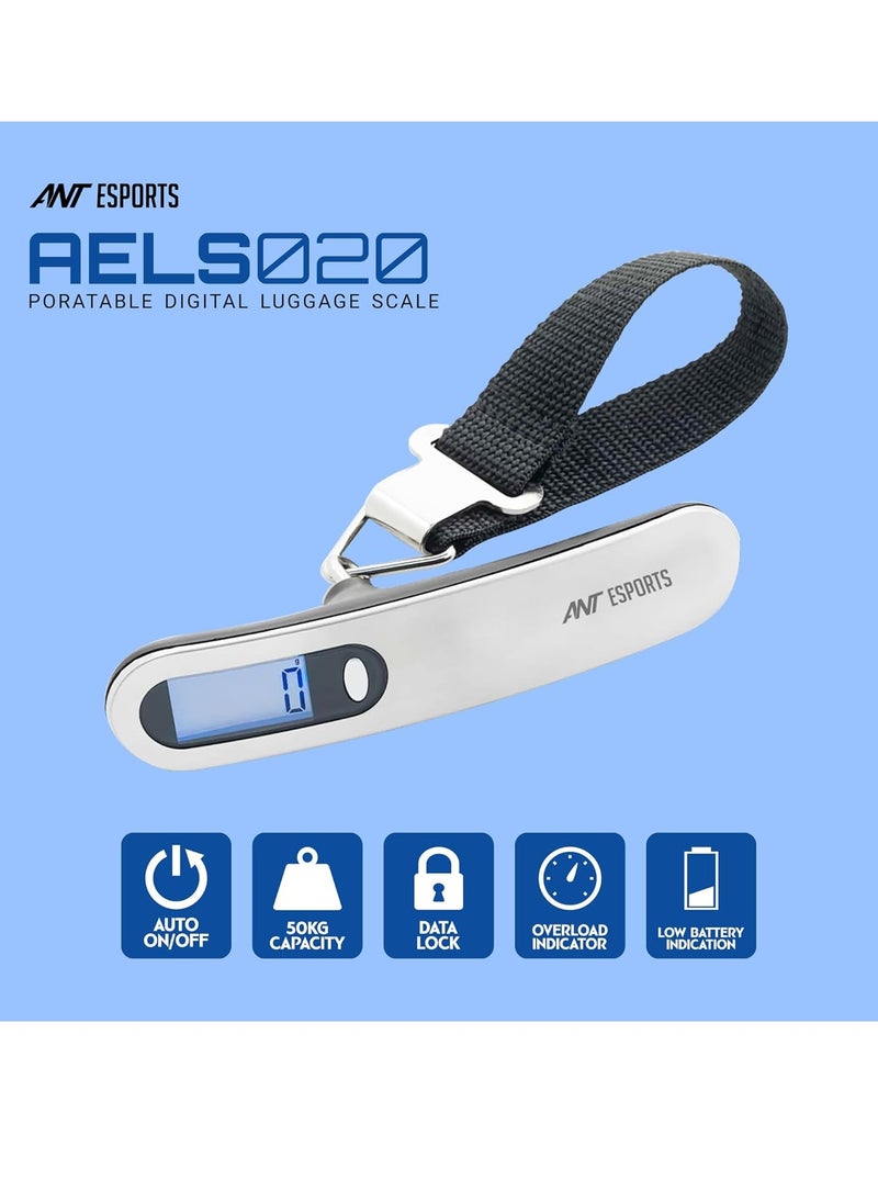 ANT Esports Portable Digital Weighing Scale | 50KG Maximum Capacity | Tare Function | Auto On/Off | Overload Indicator,Low Battery Warning | LED Backlit Display | Durable Strap and Stainless Steel Hook  - Image 2
