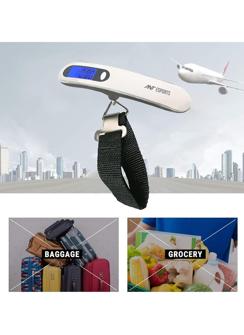 ANT Esports Portable Digital Weighing Scale | 50KG Maximum Capacity | Tare Function | Auto On/Off | Overload Indicator,Low Battery Warning | LED Backlit Display | Durable Strap and Stainless Steel Hook  - Image 4