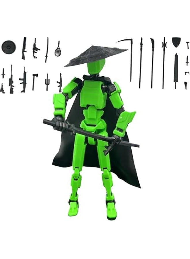 Chivalrous Person T13 Action Figure 2024 New, 3D Prined Cavalier 13 Action Figure,with Hat Cape and Stand, PVC Model Full Body Mobile Robot Desktop Decoration Knight Action Figure  - Image 1