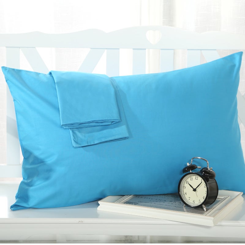 Cotton Pillowcase Simple Solid Color Single Lake Blue