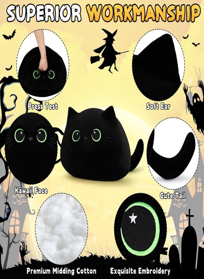 Auspicious beginning 19'' Black Cat Plush Toy- Giant Black Cat Stuffed Animal, Large Black Cat Plushie Kawaii PlushiesGreen Star Eyes Cat Plush Pillow, Black Cat Decor Plush Toys Plushie Christmas Birthday Gift for Kids - Image 2