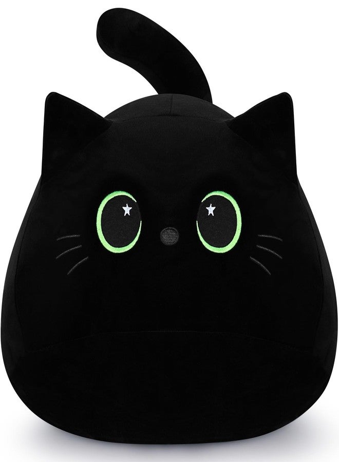 Auspicious beginning 19'' Black Cat Plush Toy- Giant Black Cat Stuffed Animal, Large Black Cat Plushie Kawaii PlushiesGreen Star Eyes Cat Plush Pillow, Black Cat Decor Plush Toys Plushie Christmas Birthday Gift for Kids - Image 1