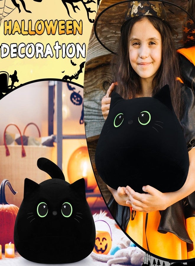 Auspicious beginning 19'' Black Cat Plush Toy- Giant Black Cat Stuffed Animal, Large Black Cat Plushie Kawaii PlushiesGreen Star Eyes Cat Plush Pillow, Black Cat Decor Plush Toys Plushie Christmas Birthday Gift for Kids - Image 3