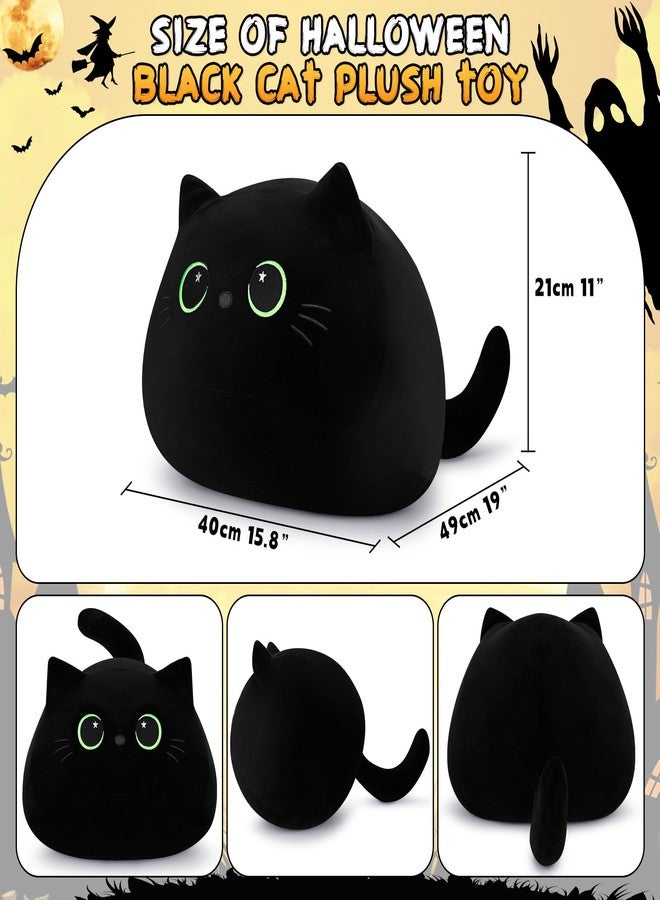 Auspicious beginning 19'' Black Cat Plush Toy- Giant Black Cat Stuffed Animal, Large Black Cat Plushie Kawaii PlushiesGreen Star Eyes Cat Plush Pillow, Black Cat Decor Plush Toys Plushie Christmas Birthday Gift for Kids - Image 4