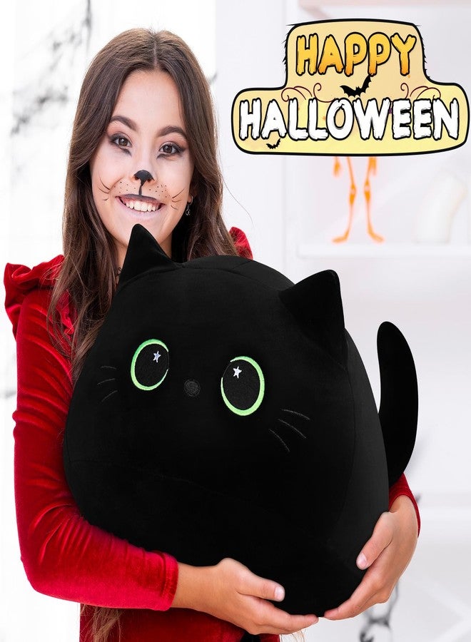 Auspicious beginning 19'' Black Cat Plush Toy- Giant Black Cat Stuffed Animal, Large Black Cat Plushie Kawaii PlushiesGreen Star Eyes Cat Plush Pillow, Black Cat Decor Plush Toys Plushie Christmas Birthday Gift for Kids - Image 5
