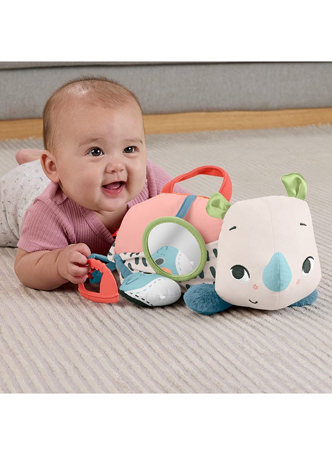 Fisher-Price - Newborn Toy Planet Friends Tummy Time Roaming Rhino Plush With Sensory Activities For Babies Ages 0+ Months - Image 1