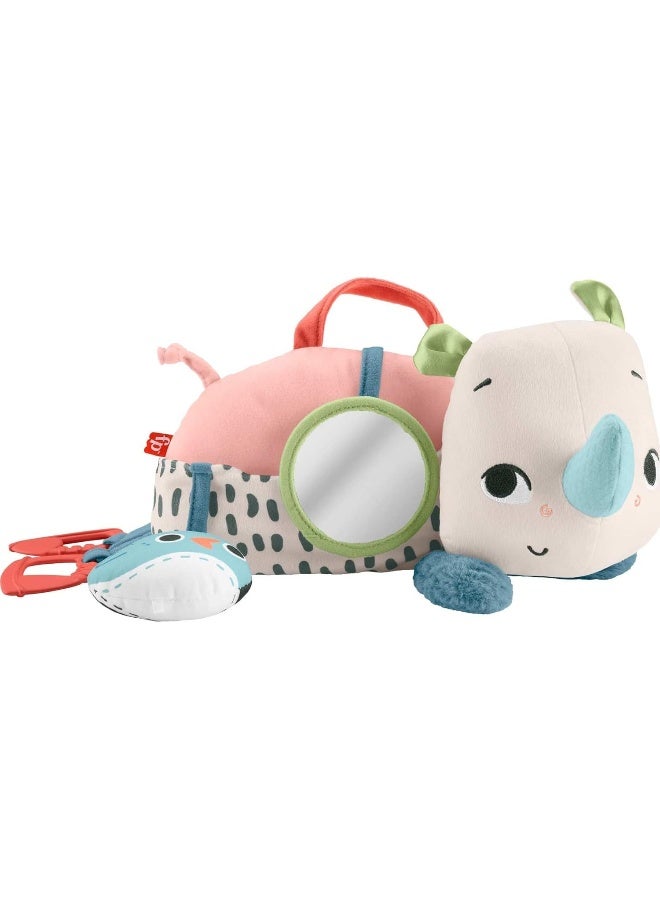 Fisher-Price ​Newborn Toy Planet Friends Tummy Time Roaming Rhino Plush With Sensory Activities For Babies Ages 0+ Months  - Image 1