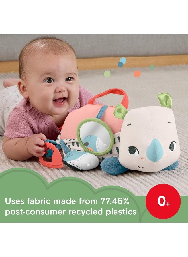 Fisher-Price ​Newborn Toy Planet Friends Tummy Time Roaming Rhino Plush With Sensory Activities For Babies Ages 0+ Months  - Image 2