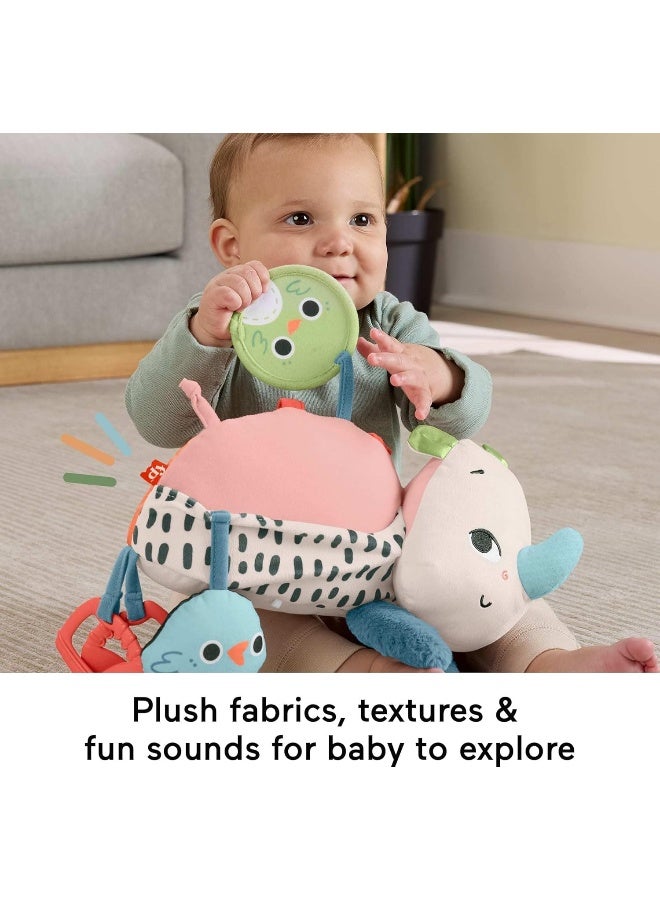 Fisher-Price ​Newborn Toy Planet Friends Tummy Time Roaming Rhino Plush With Sensory Activities For Babies Ages 0+ Months  - Image 5
