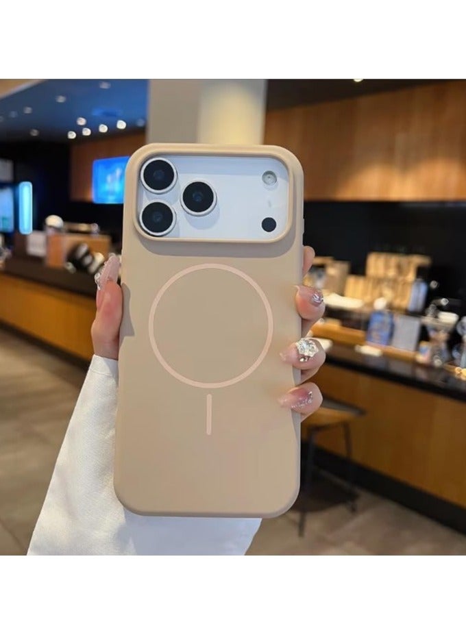 سيليكون غطاء سيليكون مغناطيسي فاخر متوافق مع سلسلة iPhone 17 Pro Max باللون البني - مقاوم للصدمات، نحيف، ناعم الملمس مع دعم الشحن اللاسلكي المغناطيسي - Image 2