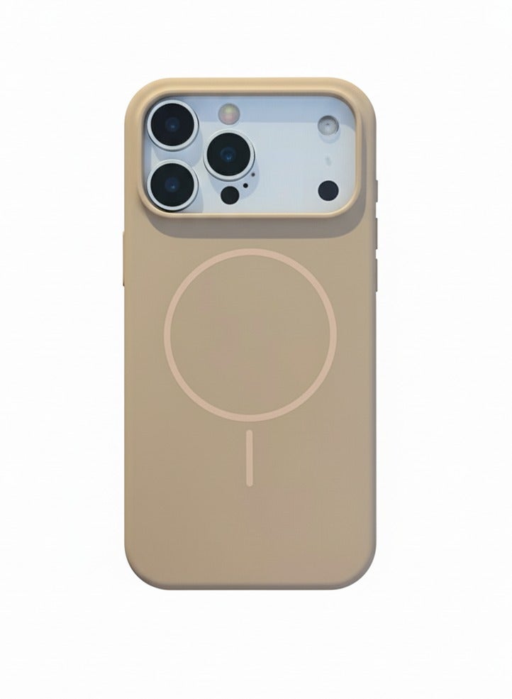 سيليكون غطاء سيليكون مغناطيسي فاخر متوافق مع سلسلة iPhone 17 Pro Max باللون البني - مقاوم للصدمات، نحيف، ناعم الملمس مع دعم الشحن اللاسلكي المغناطيسي - Image 1