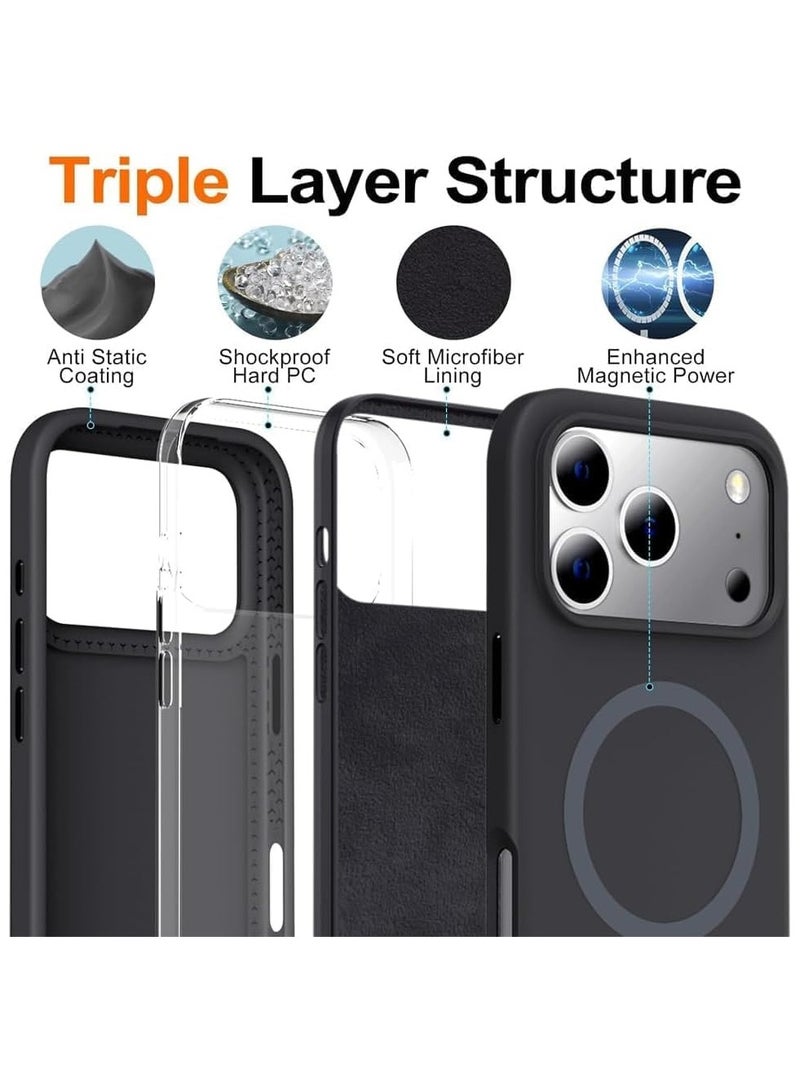 سيليكون غطاء سيليكون مغناطيسي فاخر متوافق مع سلسلة iPhone 17 Pro Max باللون البني - مقاوم للصدمات، نحيف، ناعم الملمس مع دعم الشحن اللاسلكي المغناطيسي - Image 4