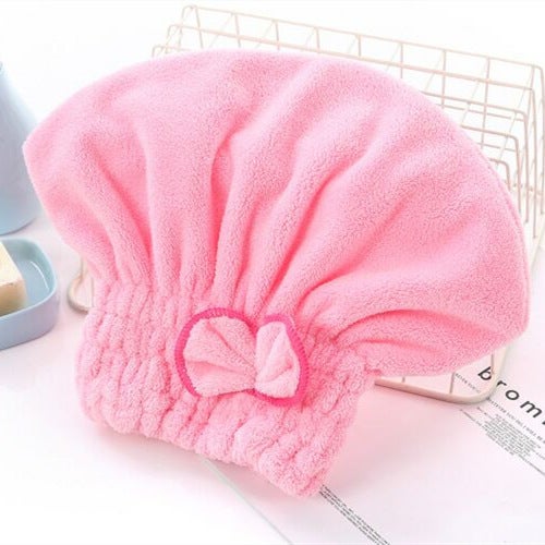 Generic [Quick Water Absorbent Dry Hair Artifact] Dry Hair Cap Water Absorbent Quick Drying Cute Adult Thickened Headwear Shampoo Shower Cap Pink