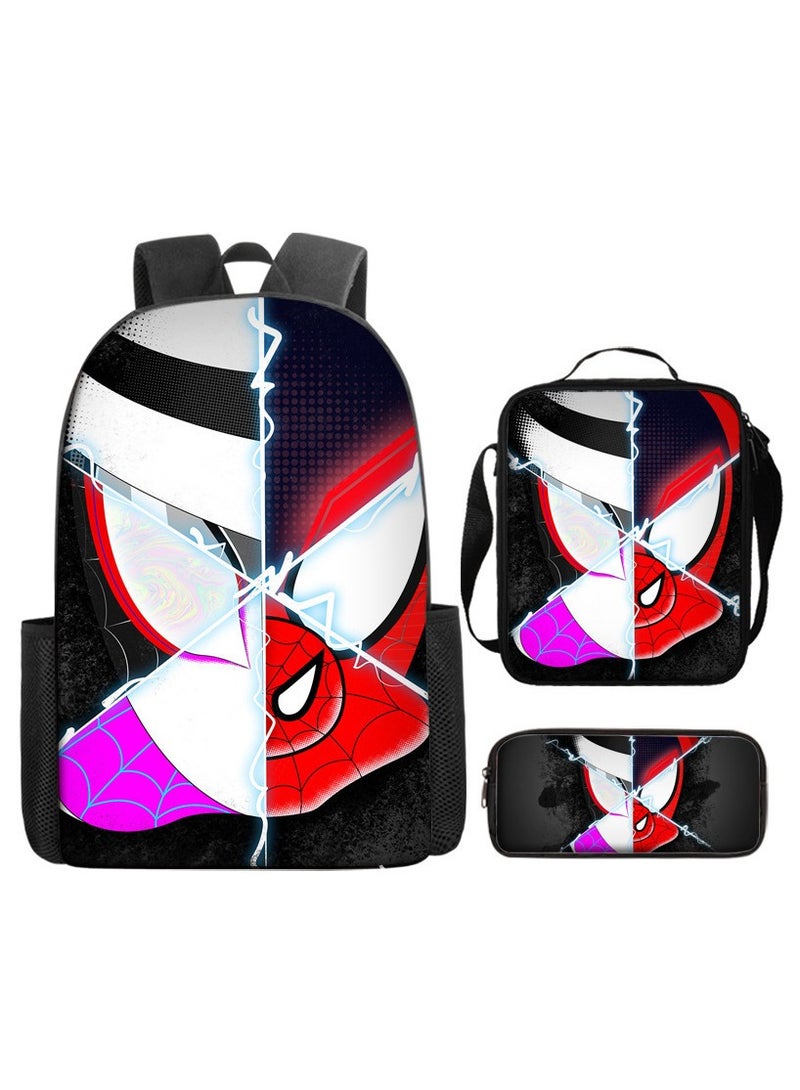 Naruto Spiderman Hero Cartoon Backpack Three-Piece Set 29*42*16cm