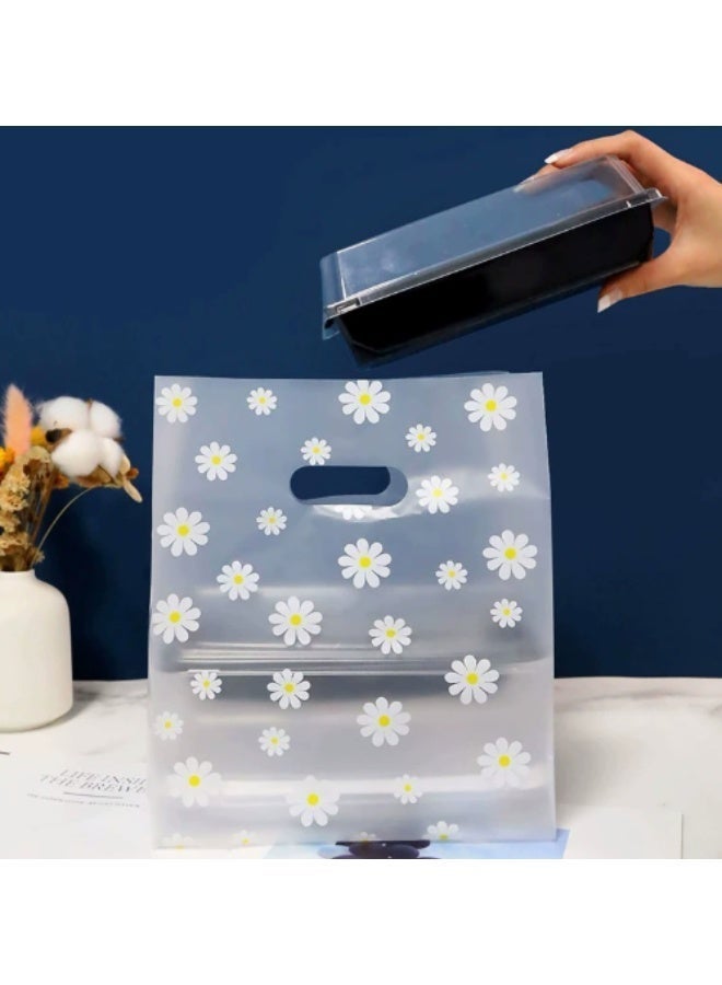 Hirospace 50 Pcs Reusable Transparent Gift Bags, Floral Pattern Decoration, Clear Plastic Bags for Food, Party Favors & Flower Packaging 25*18 cm - Image 3